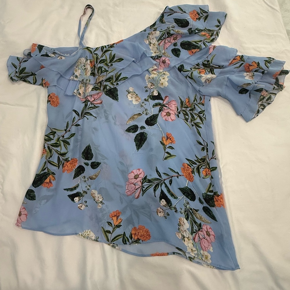 Parker Blue Floral Off-Shoulder Blouse